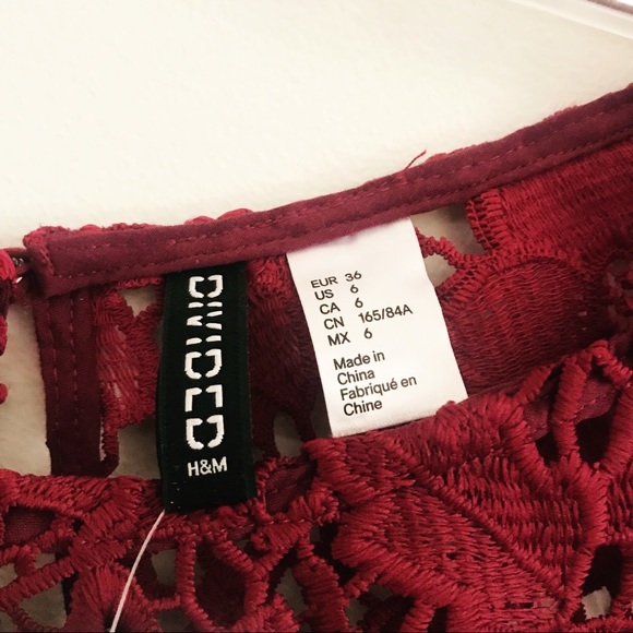 H&M Divided Burgundy Crochet Top - Picture 4 of 4